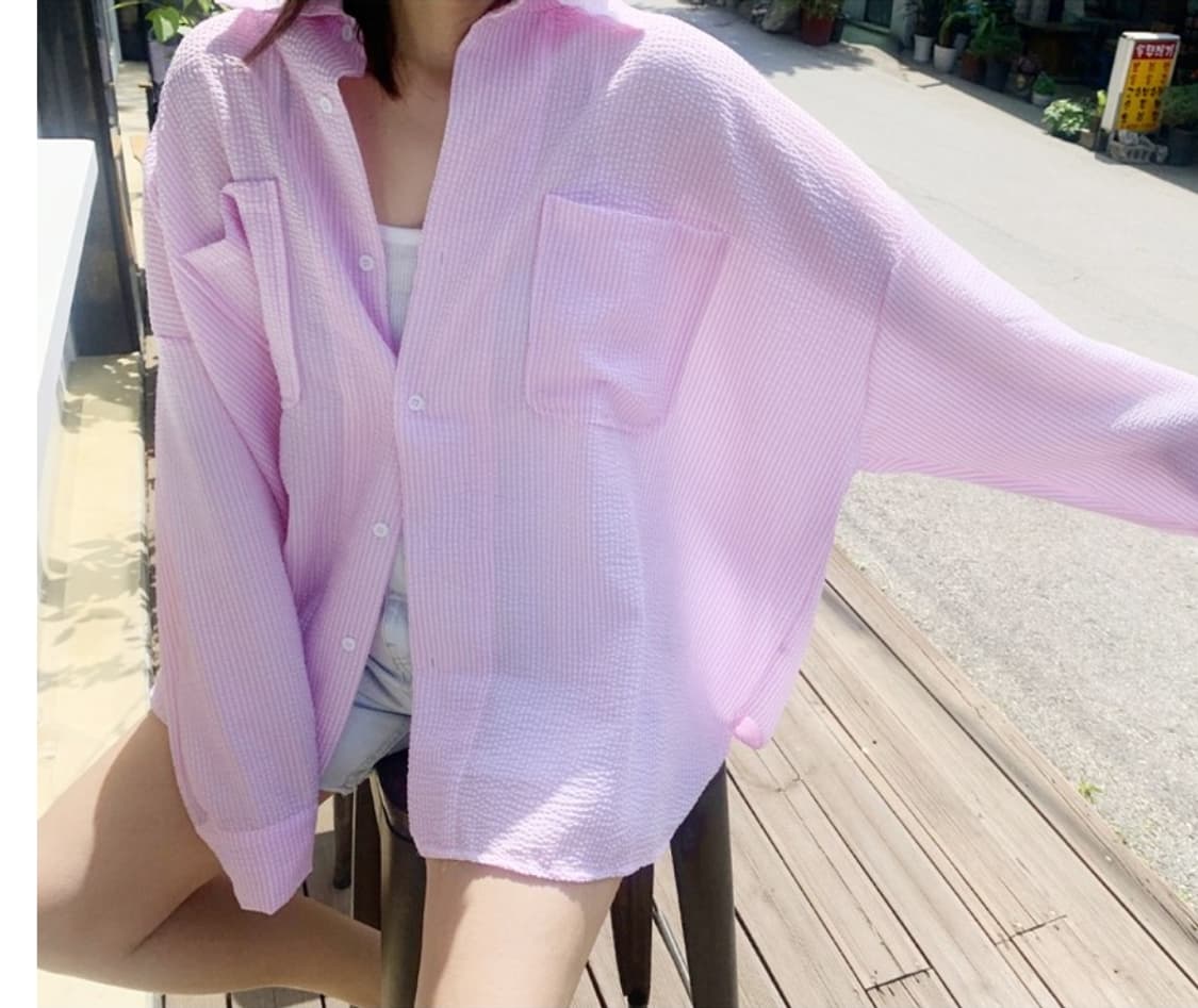 박시핏 시어서커남방 지지미남방 상품이미지1