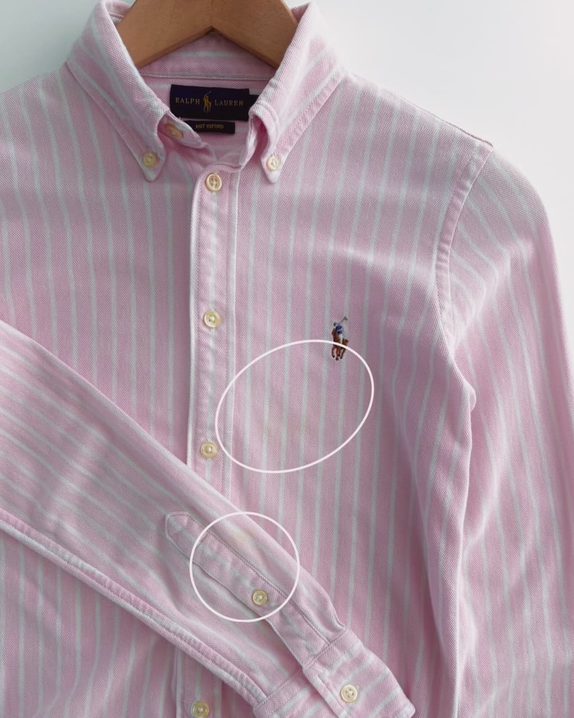 Polo 폴로 랄프로렌 신형 핑크 스트라이프 니트 옥스포드셔츠 상품이미지8