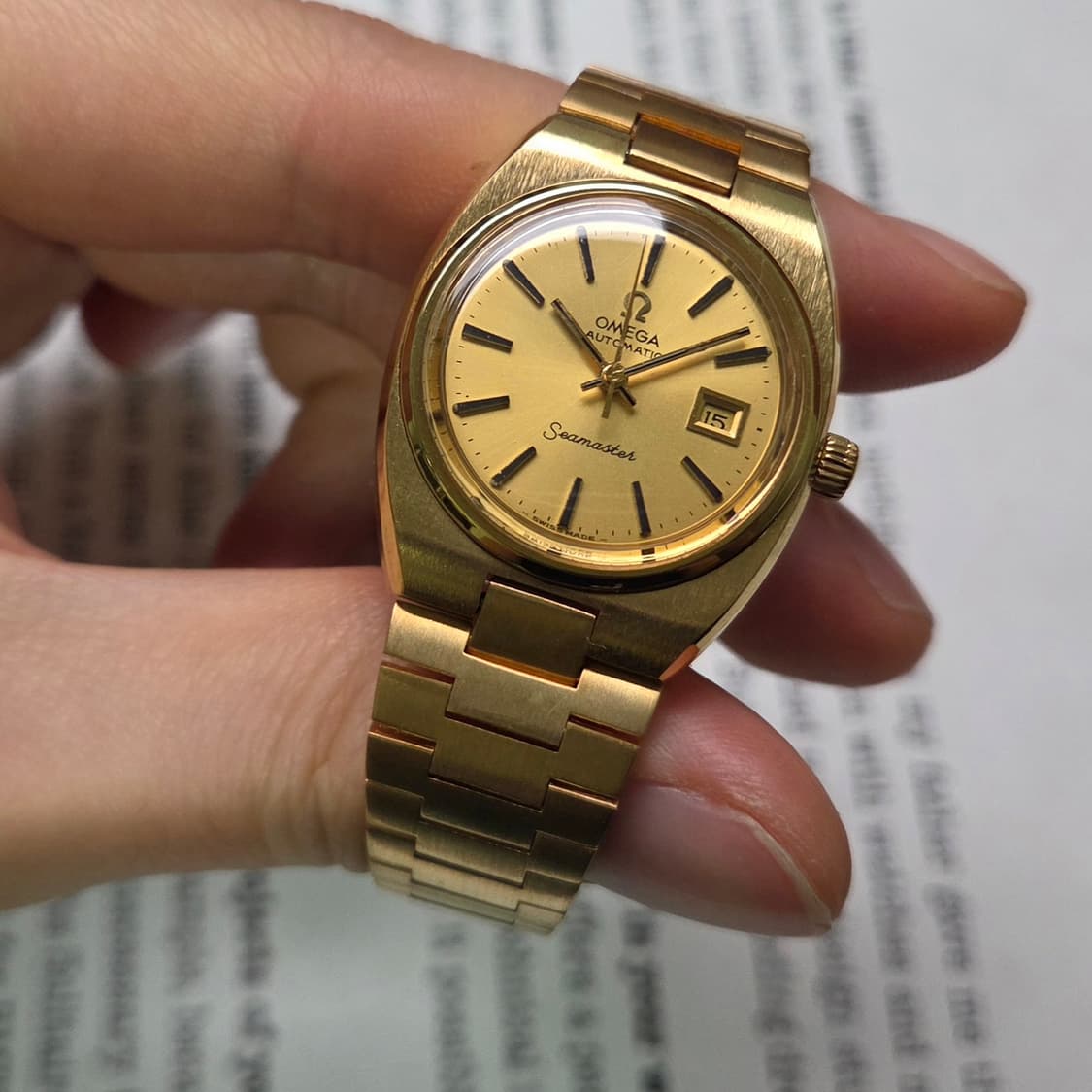 레어] 빈티지 오메가 씨마스터 고구마 올금장 샴골판 여성용 뻐뻐시 브슬  상품이미지4