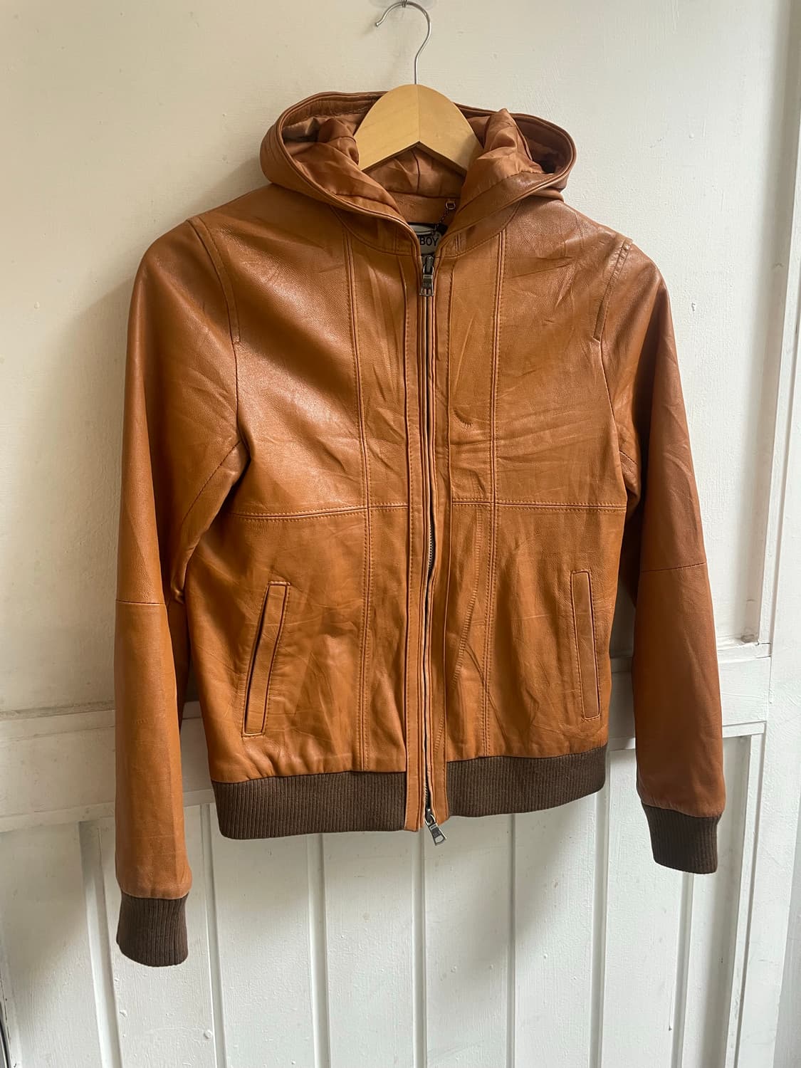 빔스 보이 후드 레더 자켓 상품이미지3