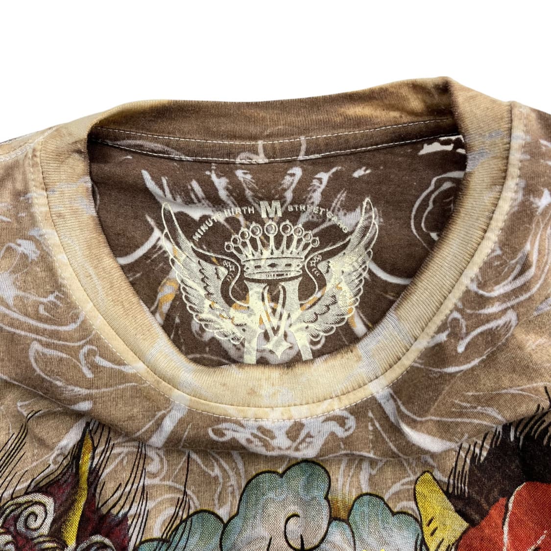 00s 재팬 이레즈미 프린팅 브라운 펑크 반팔 M 상품이미지6