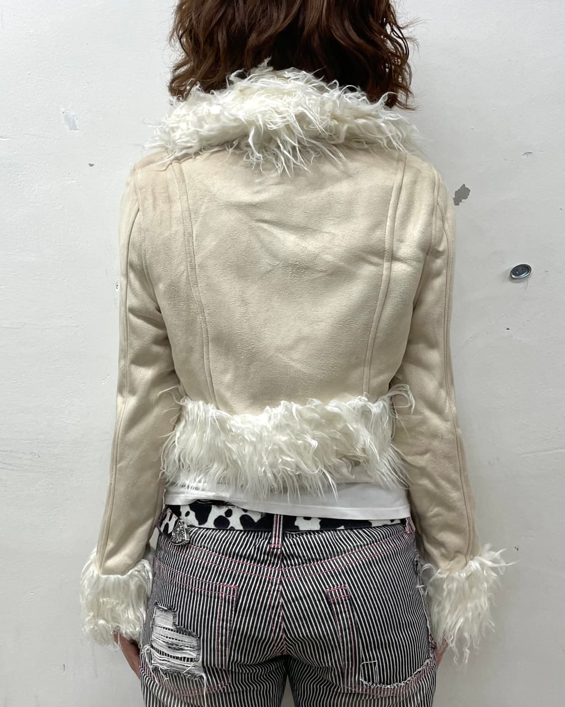 Ivory Suede Fur Cropped Jacket 상품이미지3