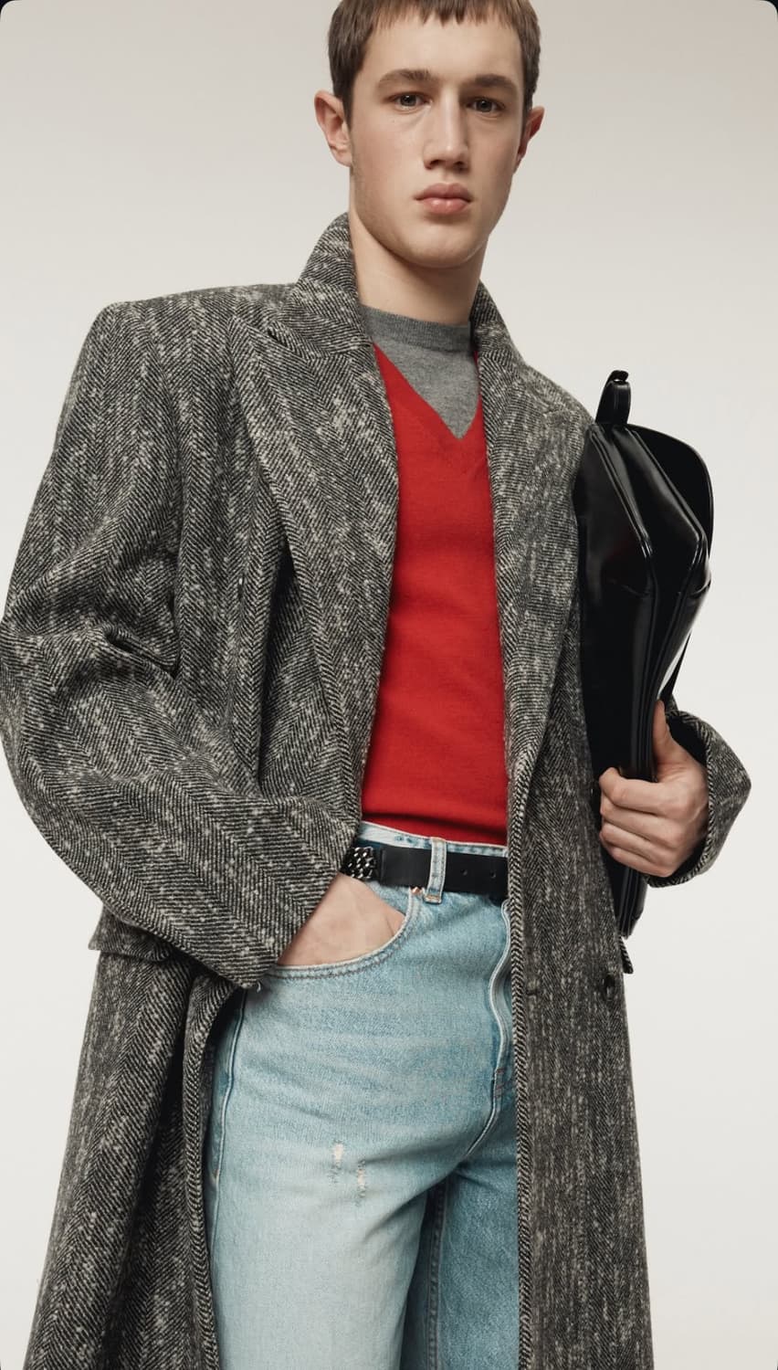 렉토 25FW 헤링본 더블 코트 그레이 상품이미지6