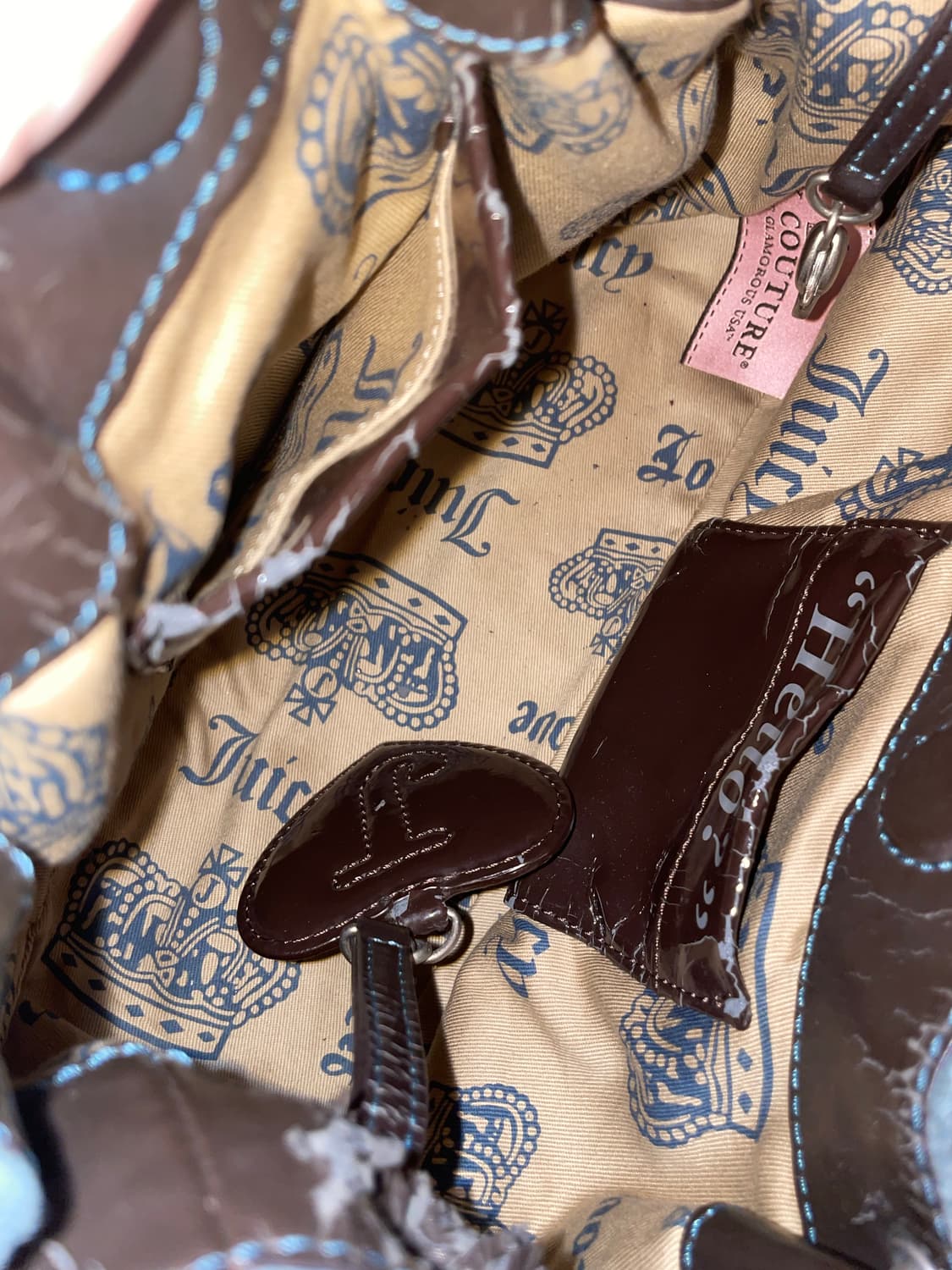 쥬시꾸뛰르 y2k 벨벳 토트백 블루 갸루백 대장 상품이미지5