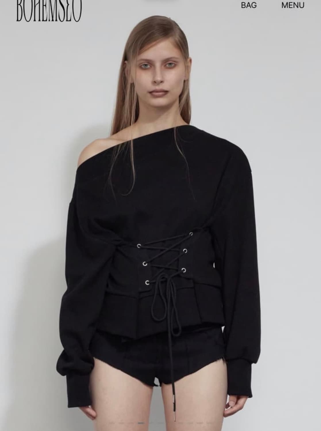 보헤미안서울 코르셋 맨투맨 블랙 corset sweatshirt 상품이미지1