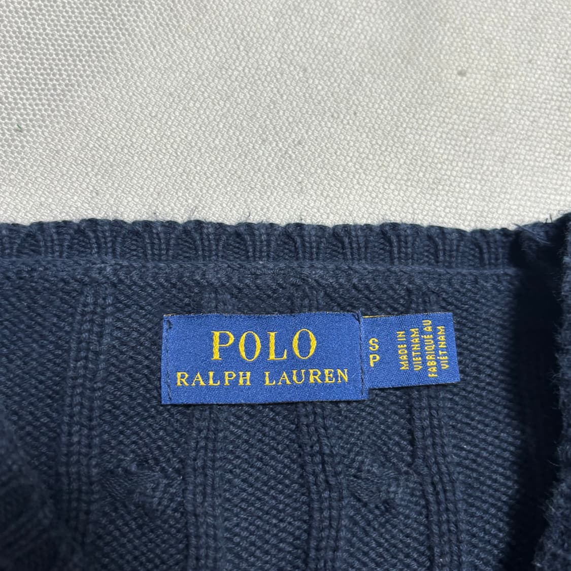 S 폴로랄프로렌 화이트 포니 여성용 네이비 케이블 니트 상품이미지4