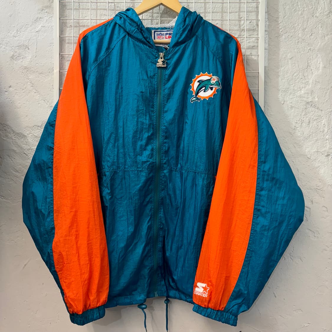 스타터 X NFL 90s 올드스쿨 마이애미 돌핀스 바람막이 XL 상품이미지1