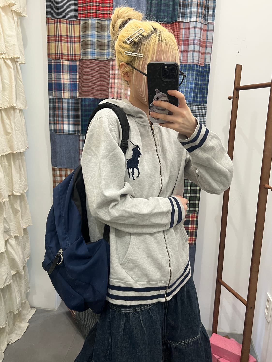 폴로 그레이 빅포니 후드집업 상품이미지3