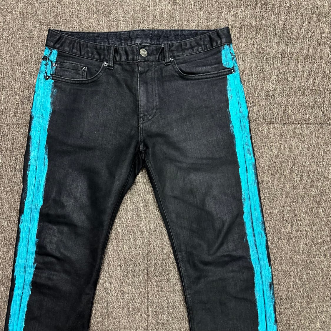 사이드 페인팅 블랙 스키니 코팅진 (30)   상품이미지2