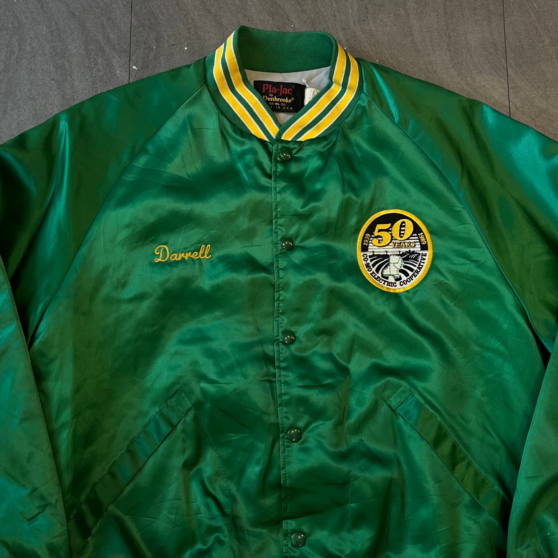 90년대 미국 생산 pla-jac 그린 세틴 자켓 상품이미지2