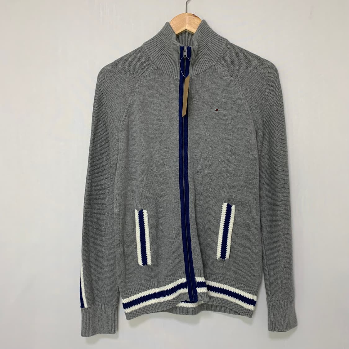 타미힐피거 반 하이넥 그레이 니트 집업 가디건 빈티지 남성 S 남녀공용 상품이미지2