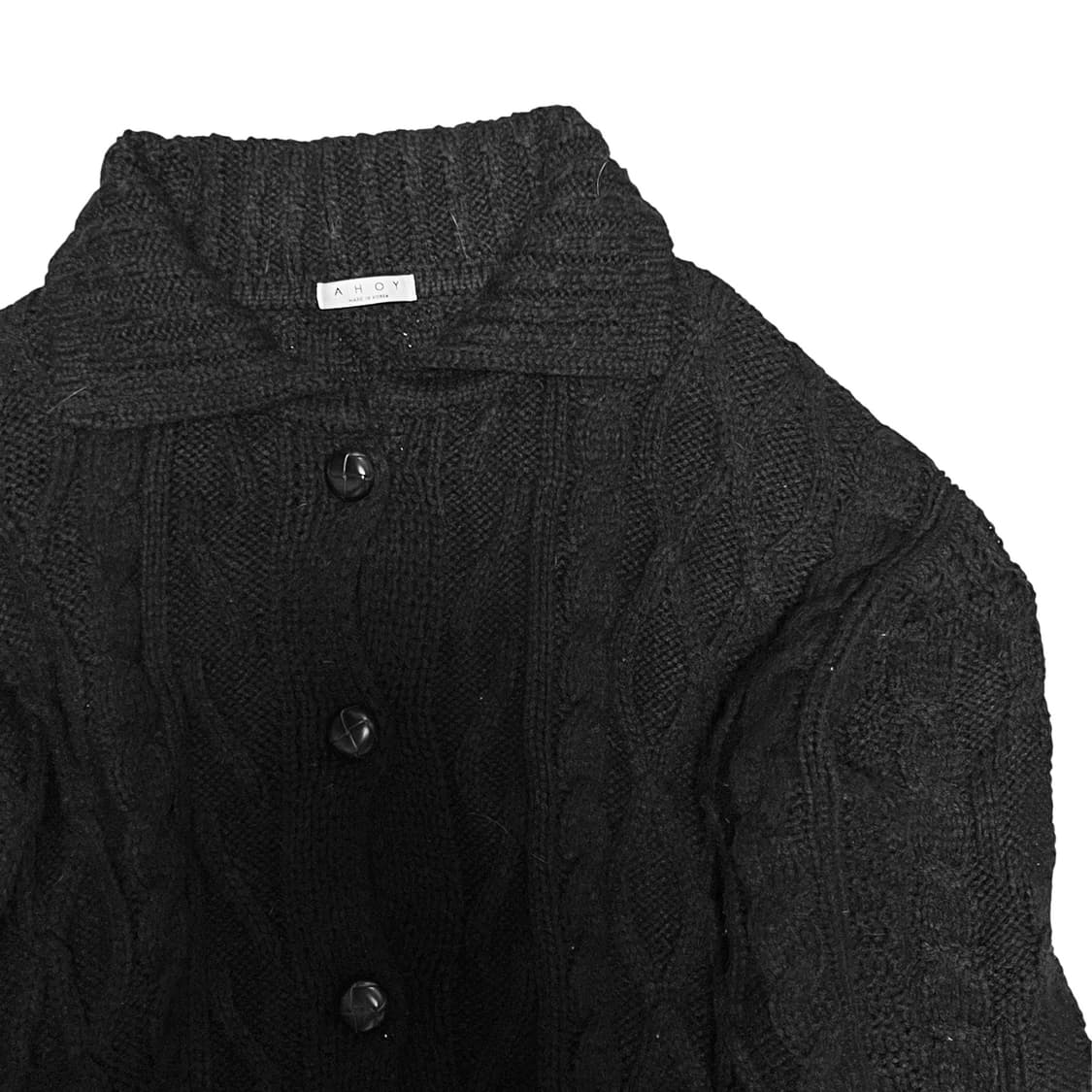 Vintage Cable Button Knit Cardigan_Black 상품이미지3