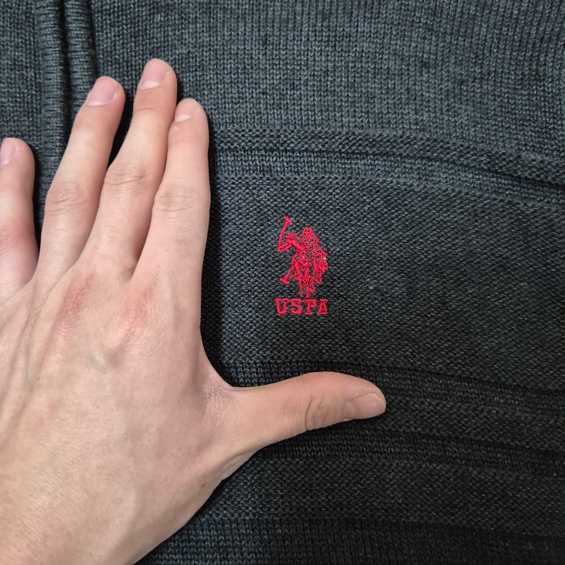 US 폴로 아센 자수로고 반집업 긴팔 니트 XL(105) 상품이미지5