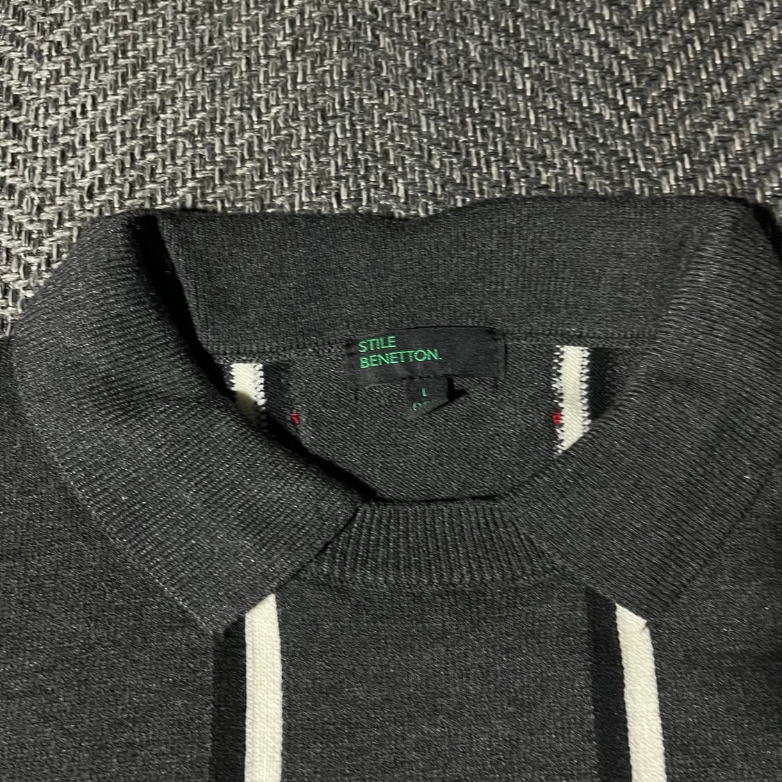 [S] BENETTON 베네통 스트라이프 카라 니트 상품이미지4