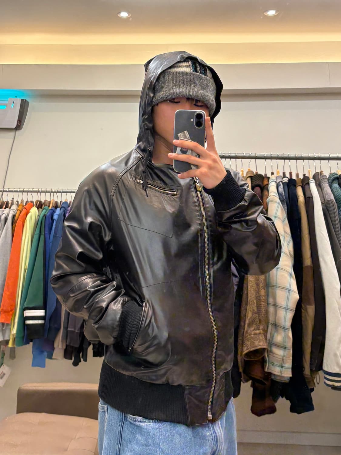 디젤 스타일랩 레더 후드 자켓 상품이미지9