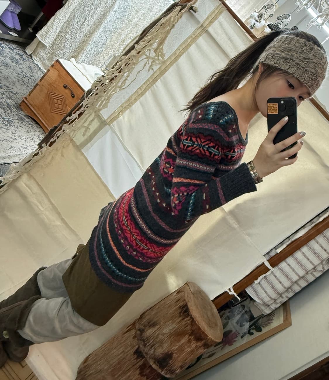 rose bud 패턴 니트 (wool100%) 상품이미지2