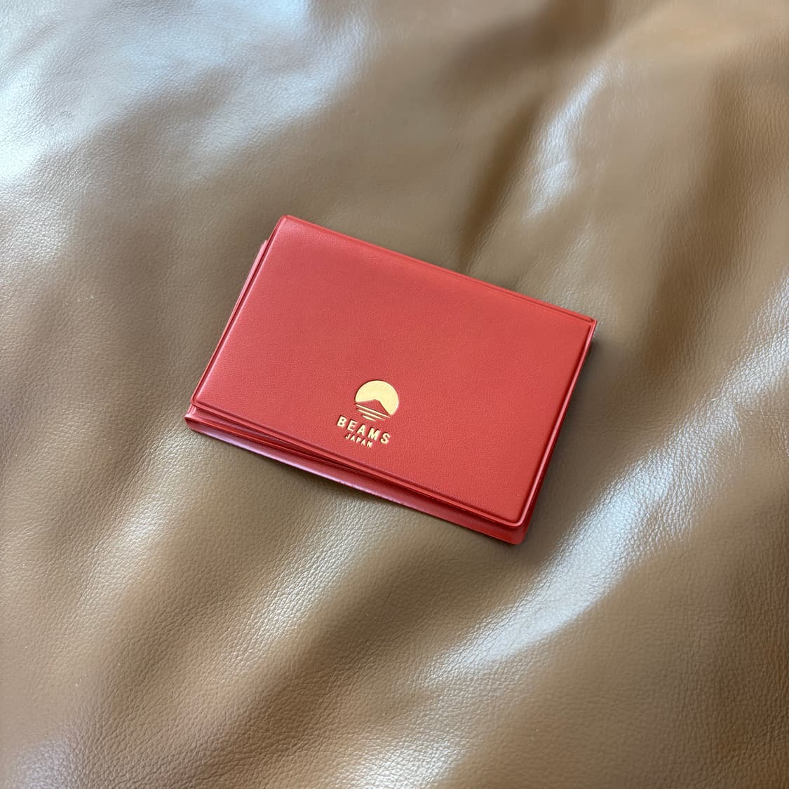 Beams 빔즈 빔스 레더 카드 지갑 레드 브라운 상품이미지1