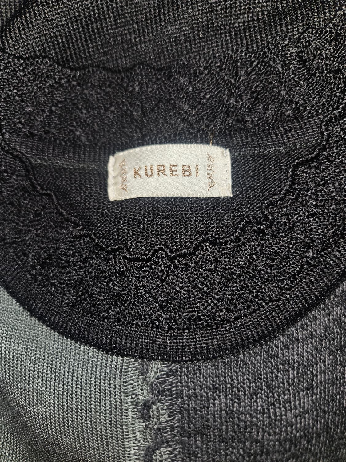 kurebi 무채색 패치워크 반팔 니트 상품이미지4