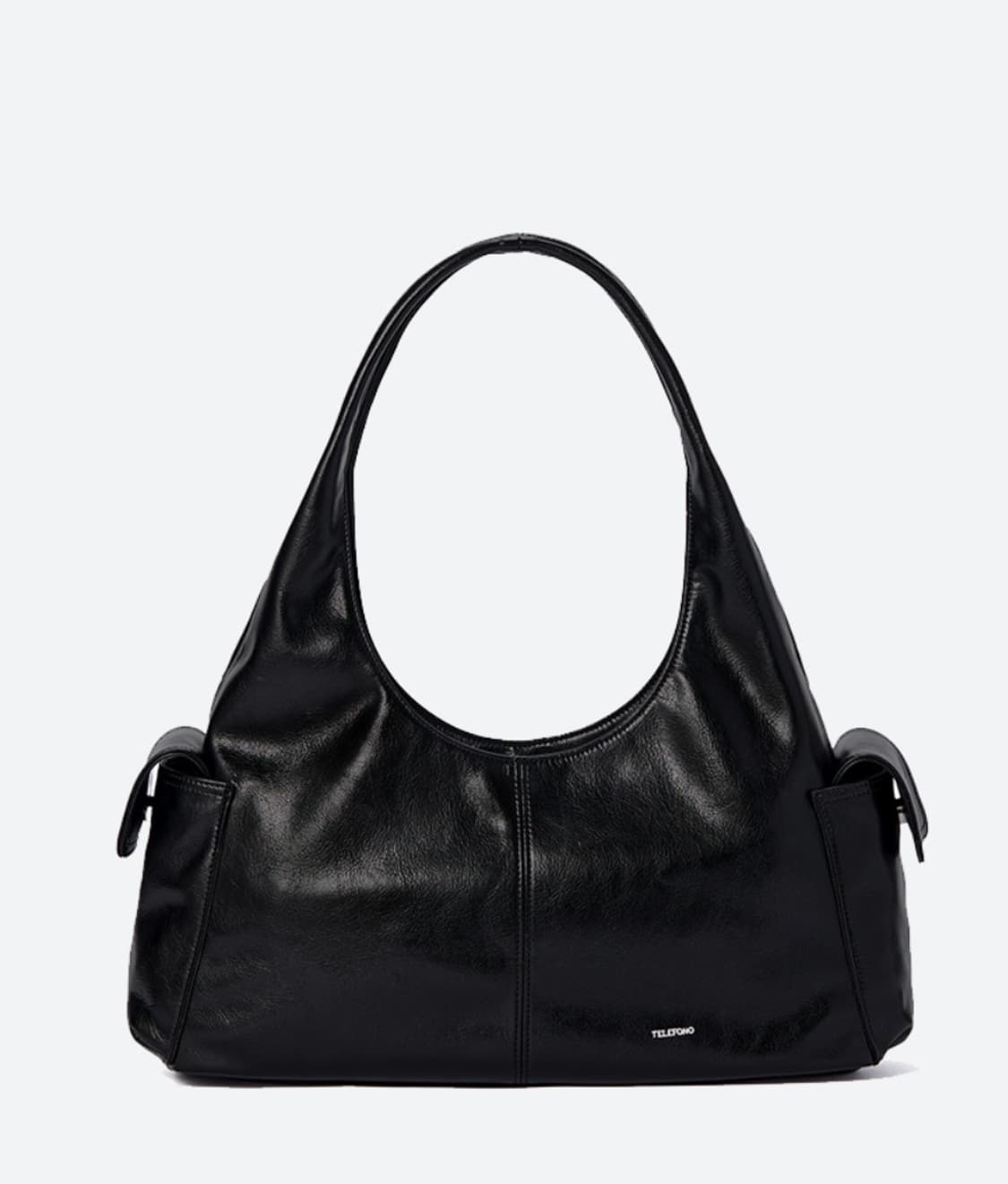 TELEFONO 블랙 레더 호보백 상품이미지1