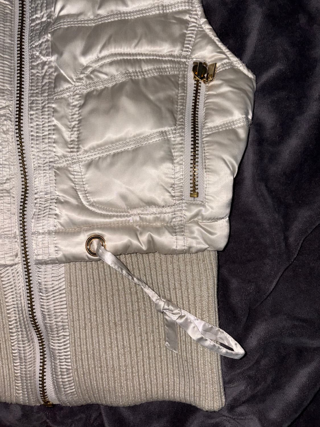 GGPX y2k깔 펑크 슬림핏 허리조절 스트링 유광 털숏 패쪼 상품이미지3