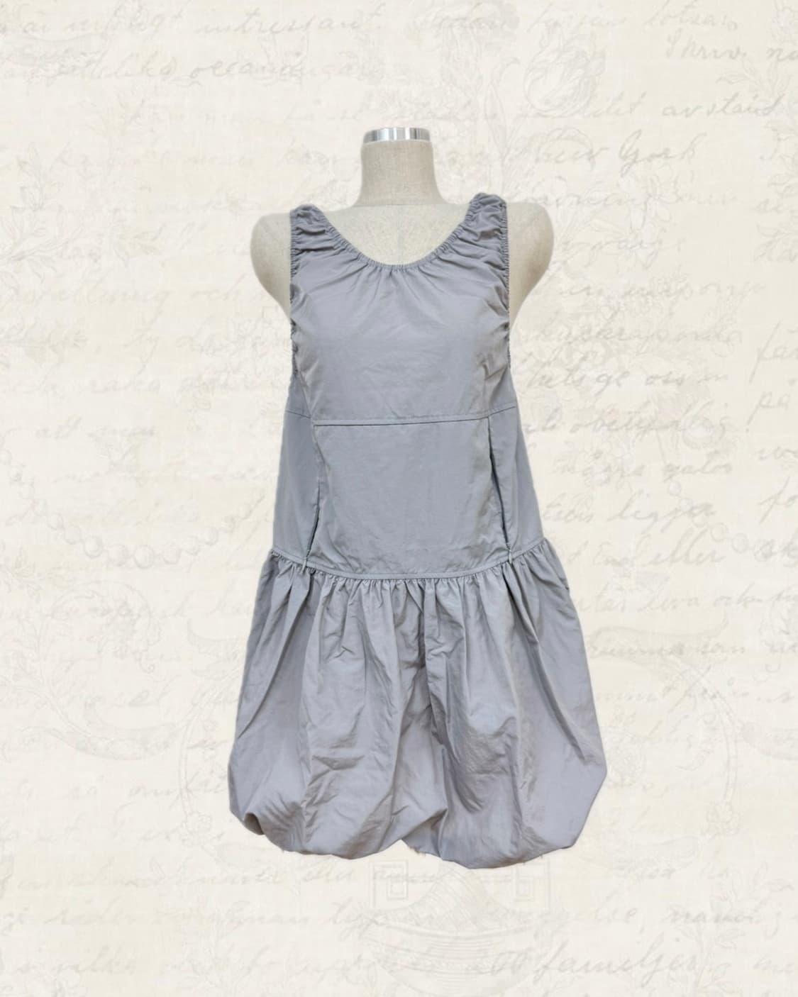 나일론 셔링 벌룬 미니 원피스 (그레이/블랙/화이트) 새상품 상품이미지5