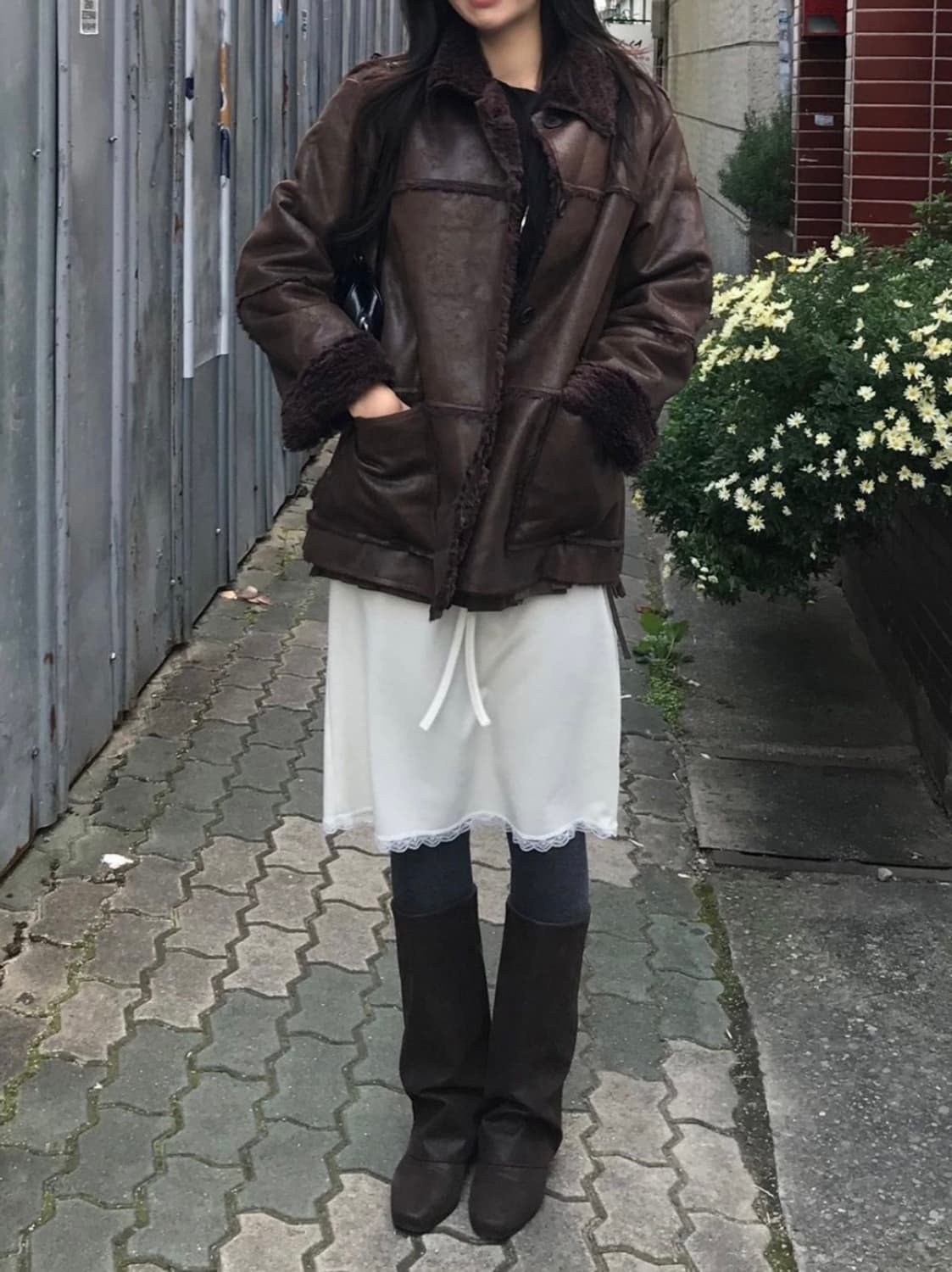 무스탕 하프 코트 상품이미지3