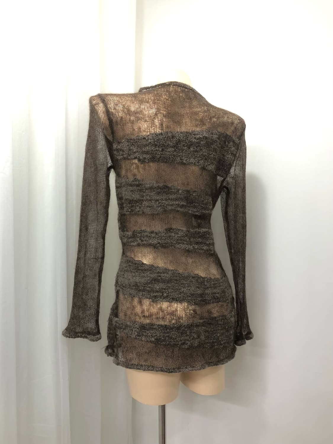 stripe net knit brown long sleeve 상품이미지2