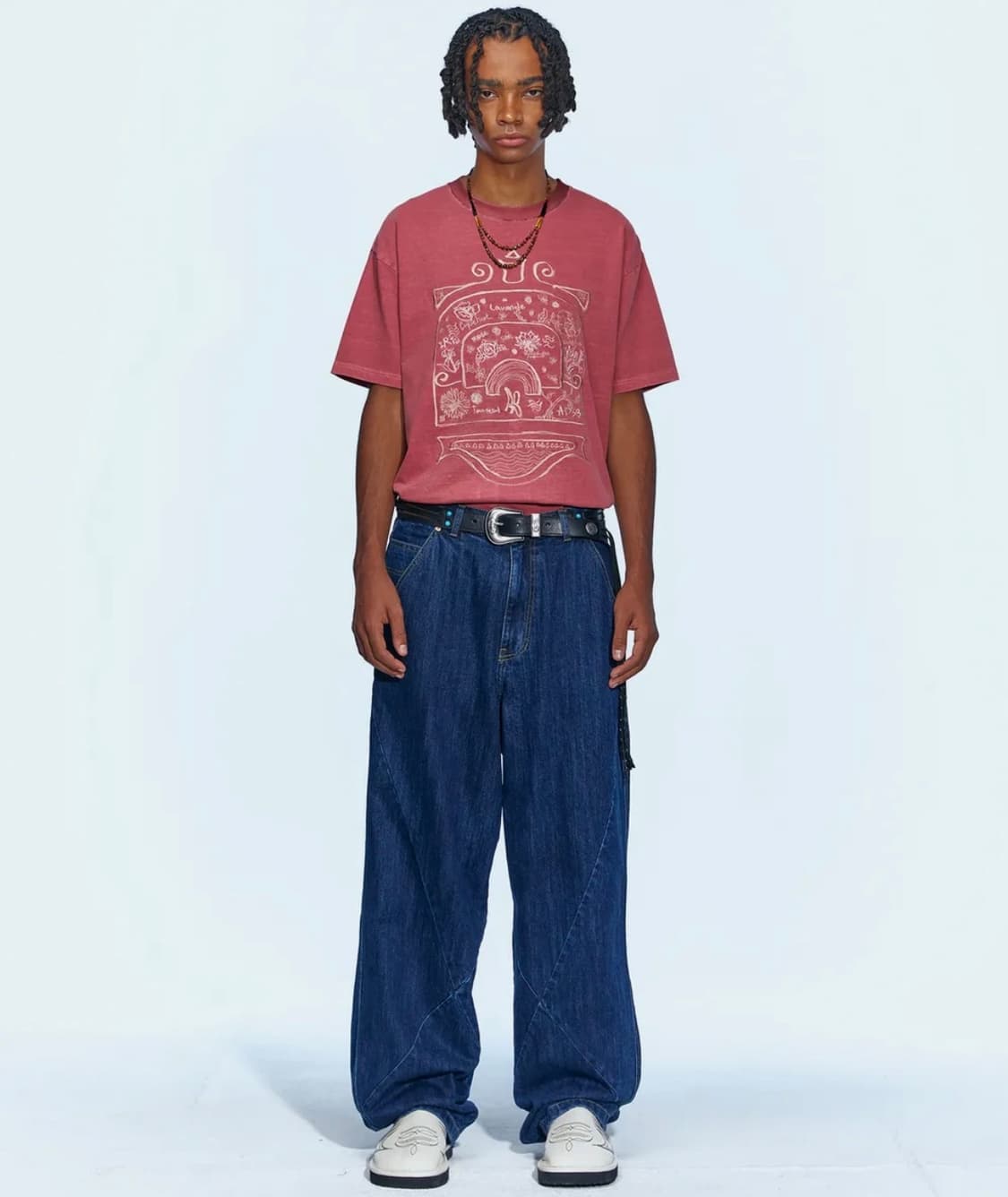 앤더슨벨 데님 팬츠 휴즈 보이 와이드 레그 진 상품이미지5