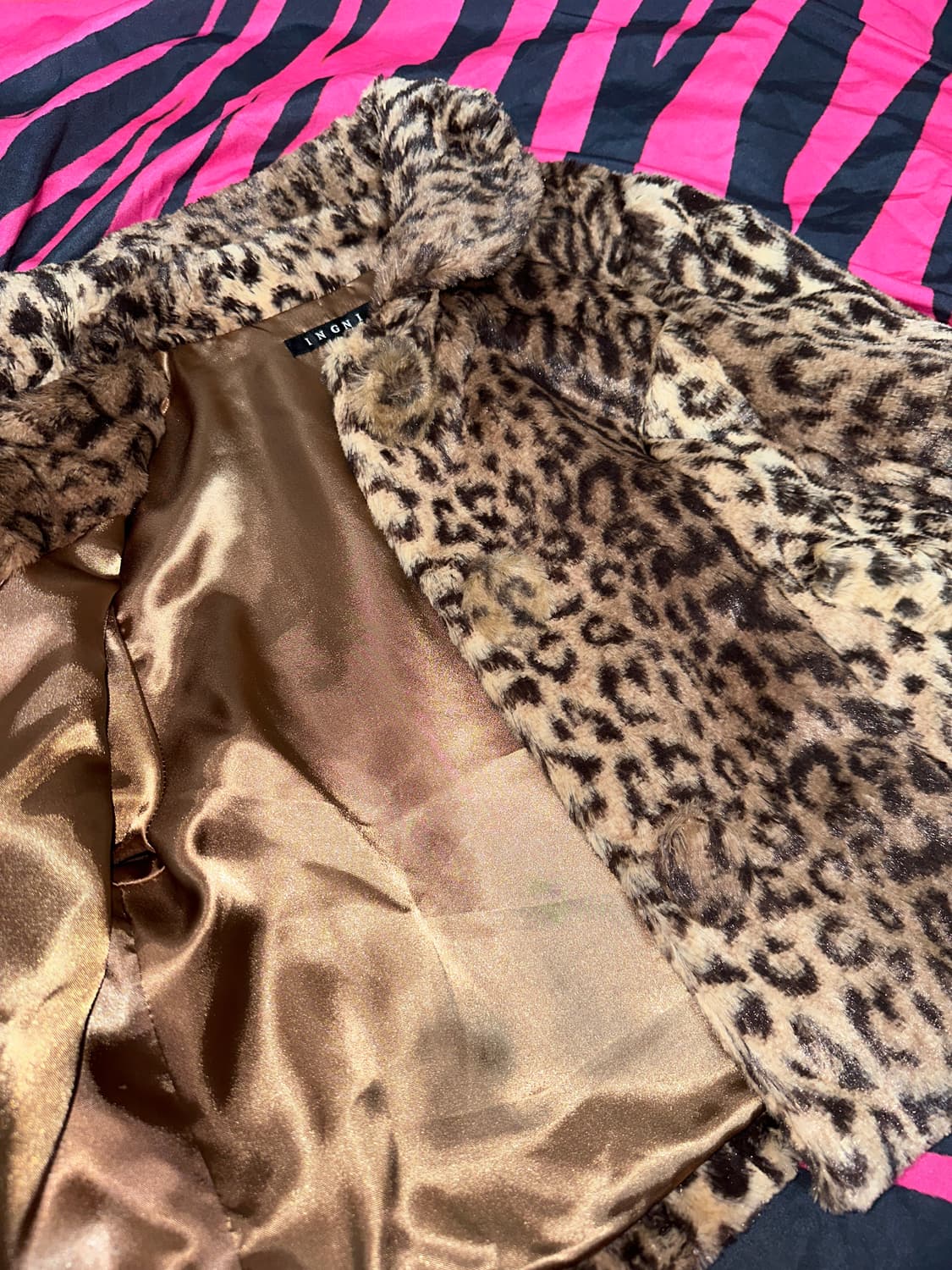 일본빈티지 레오파드 호피 브라운 퍼 털 자켓 상품이미지4