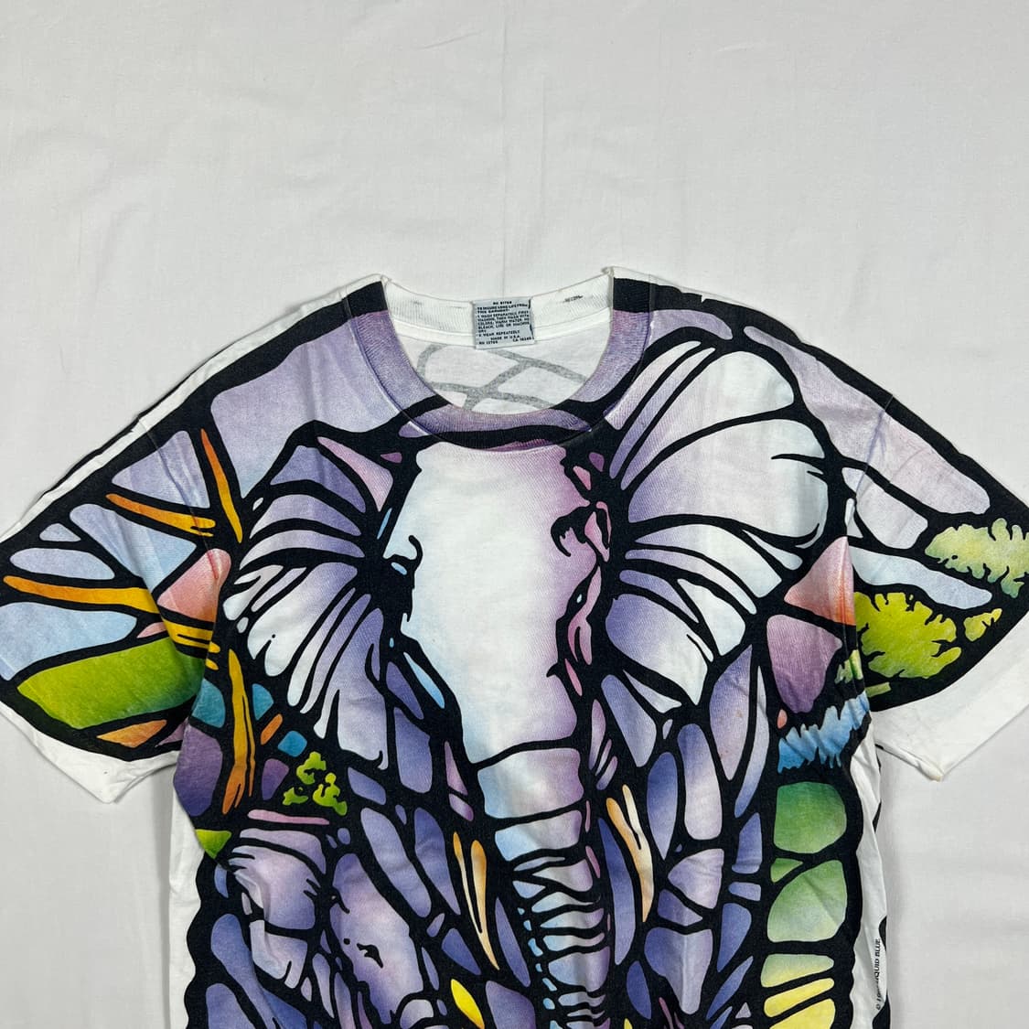 90’s 93년도 리퀴드블루 엘리펀트 올프린트 반팔티 상품이미지2