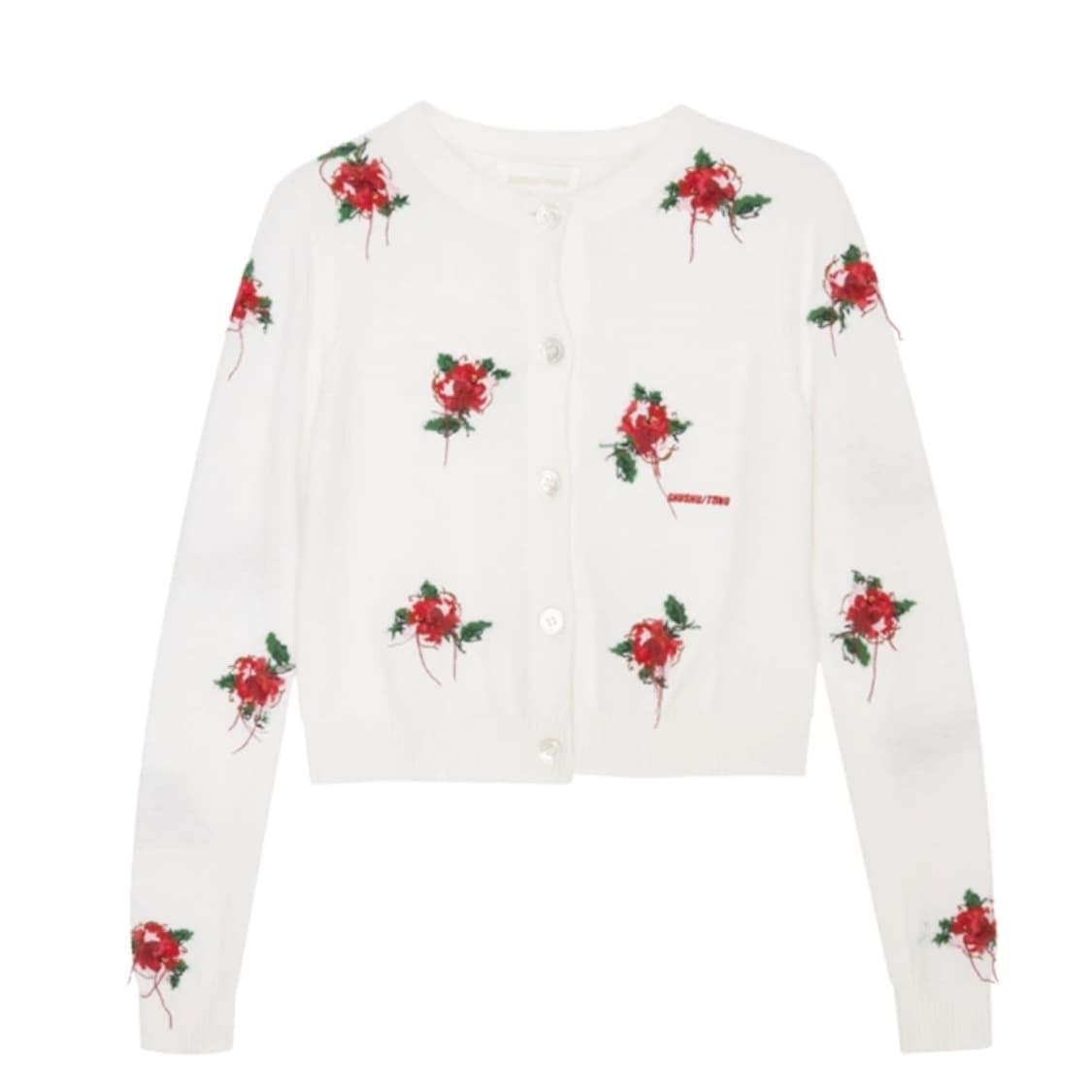 [6]슈슈통 26ss 스레드워크 플로럴 가디건/화이트 상품이미지1