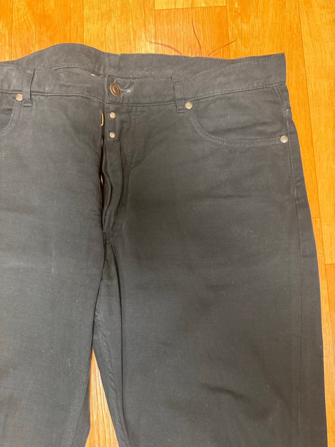 [50] 프랑스구매 마르지엘라 블랙/버건디 코튼 캐시미어 슬림팬츠 상품이미지3