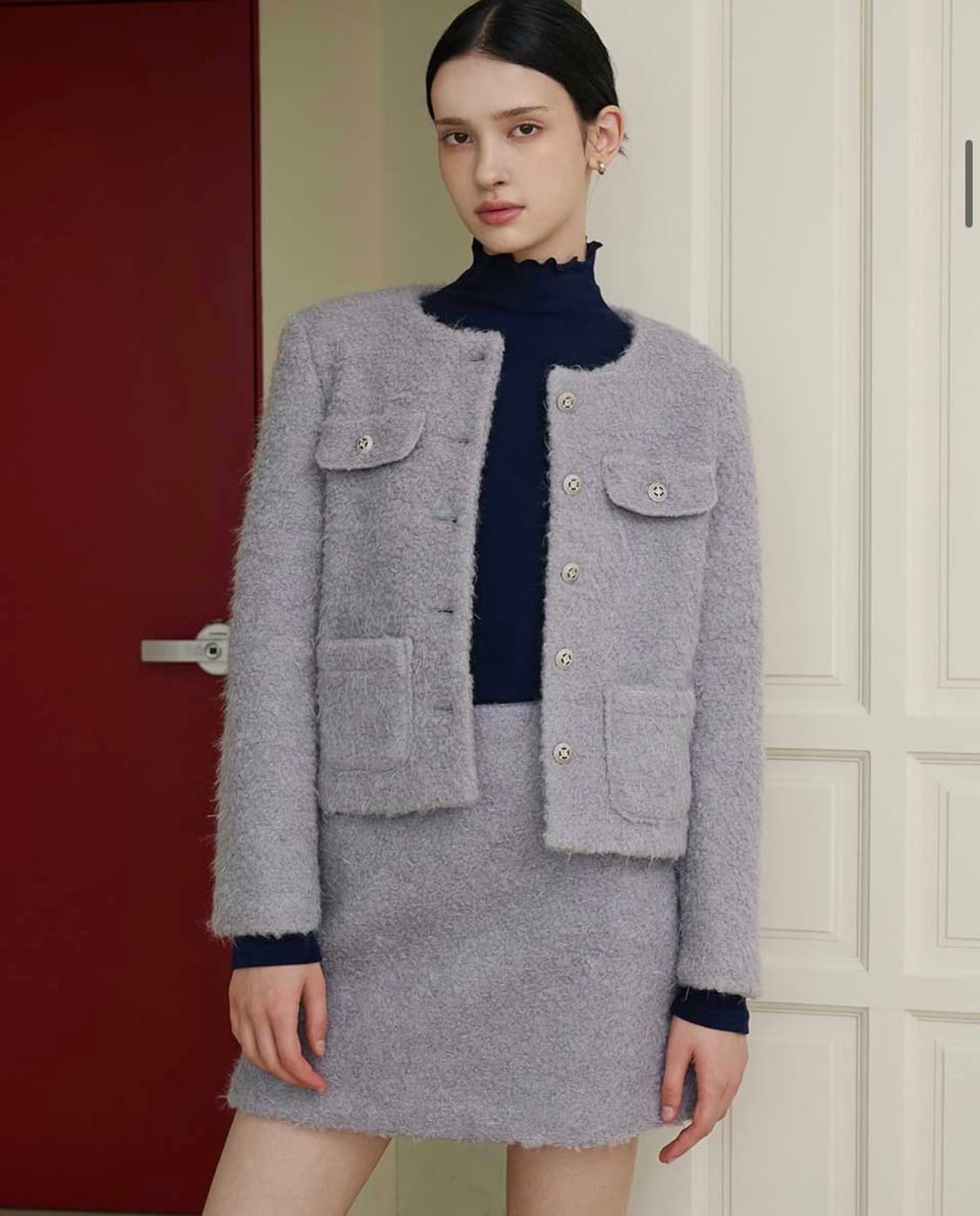 새상품) 바이바이섭 부클 울 자켓 애쉬퍼플 상품이미지1