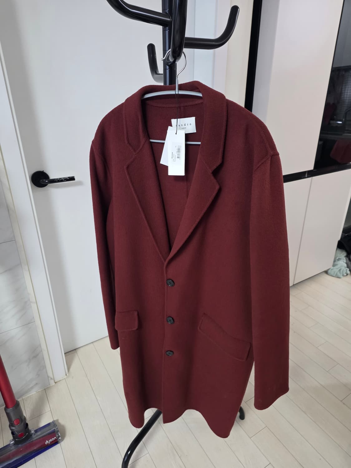 산드로옴므 캐시미어 버건디 싱글코트 상품이미지1