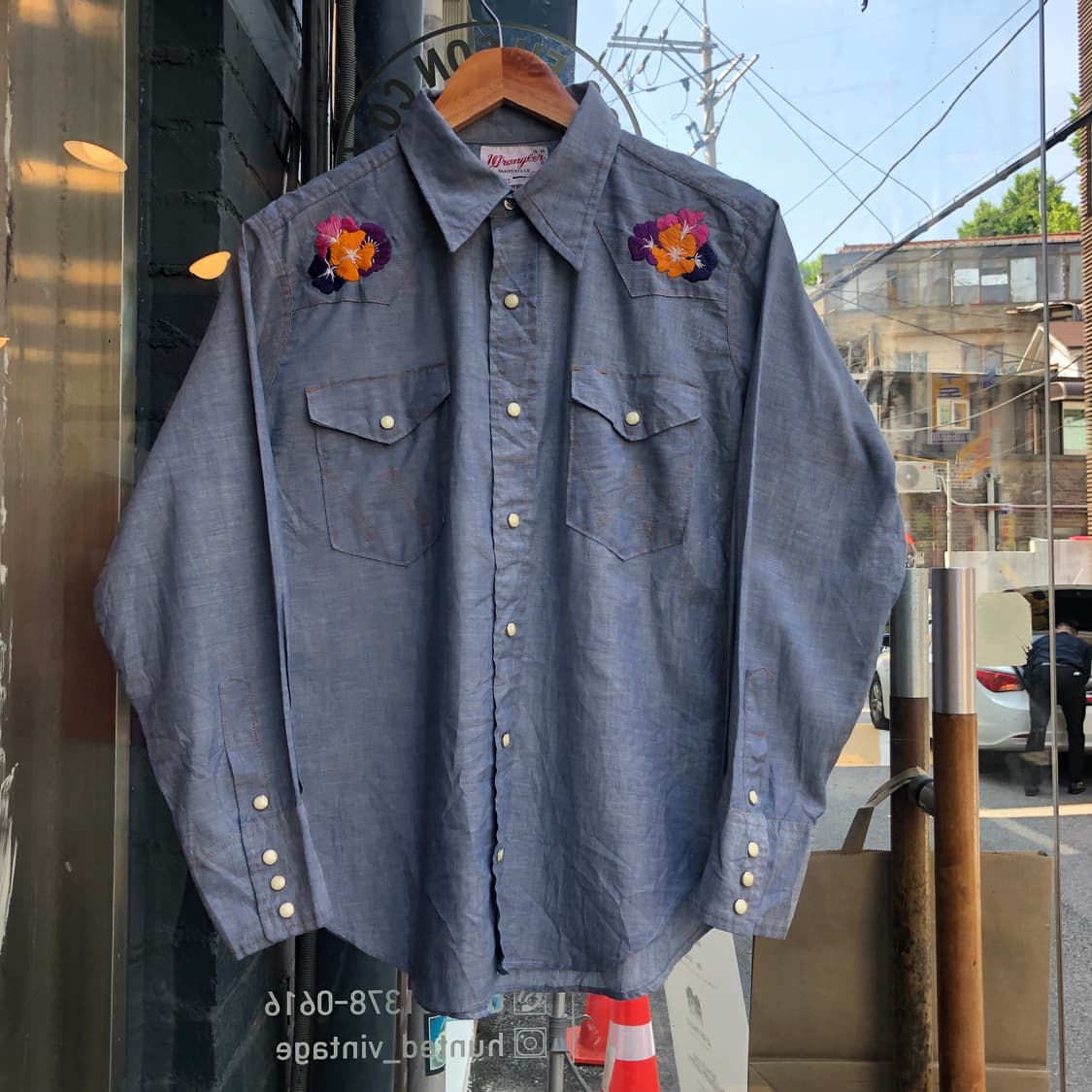70s Wrangler chambray shirt-M 상품이미지1