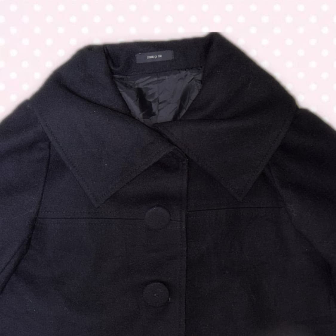 모리걸 갸루 데일리 빈티지 동글단추 블랙케이프숏코트 상품이미지3