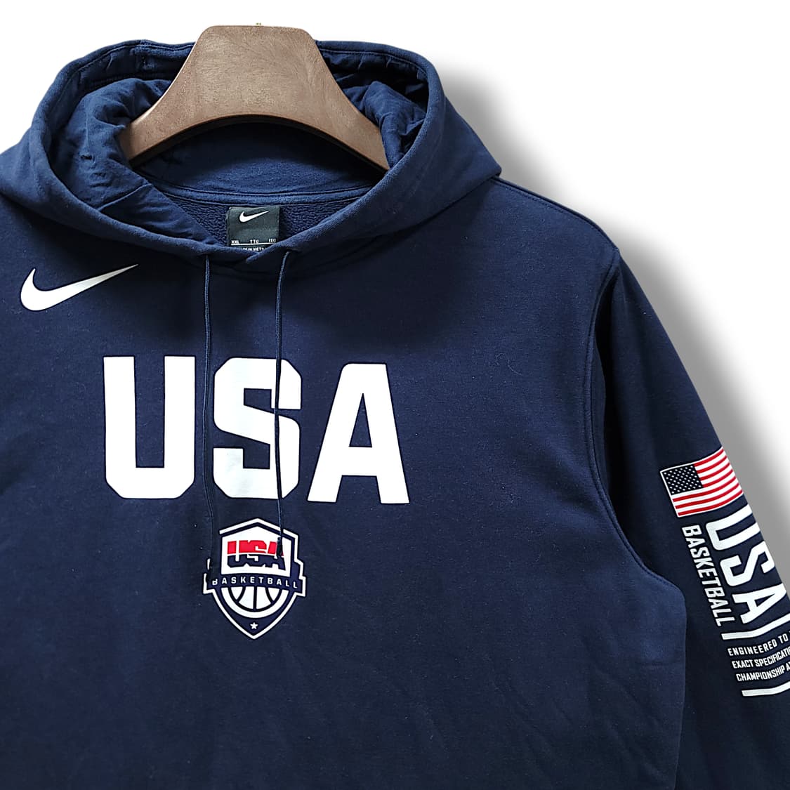 [2XL] 나이키 네이비 USA 바스켓볼 풀오버 기모 후드티 상품이미지4