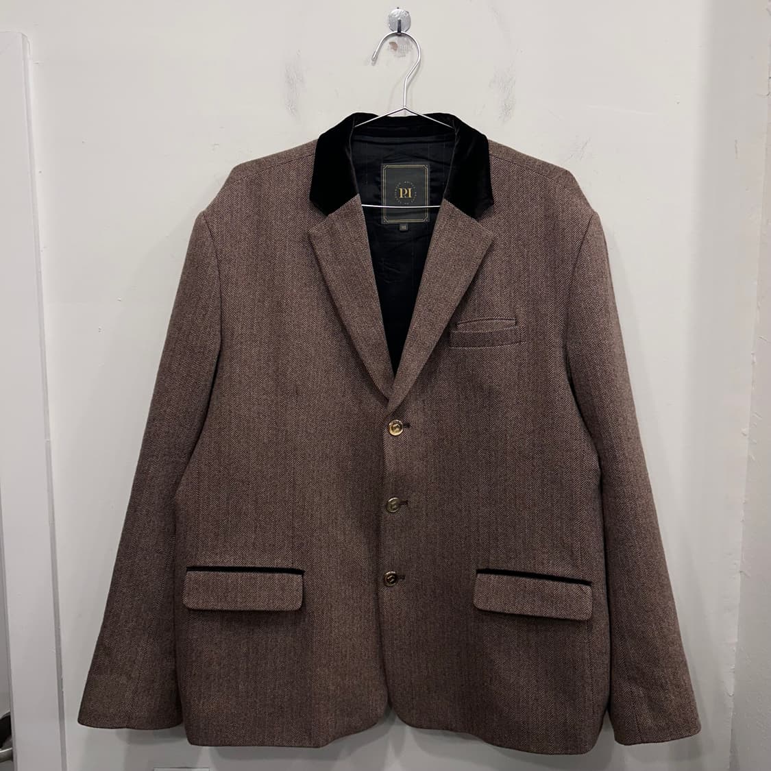 파크랜드 PL 벨벳 카라 울 헤링본 블레이져 상품이미지2