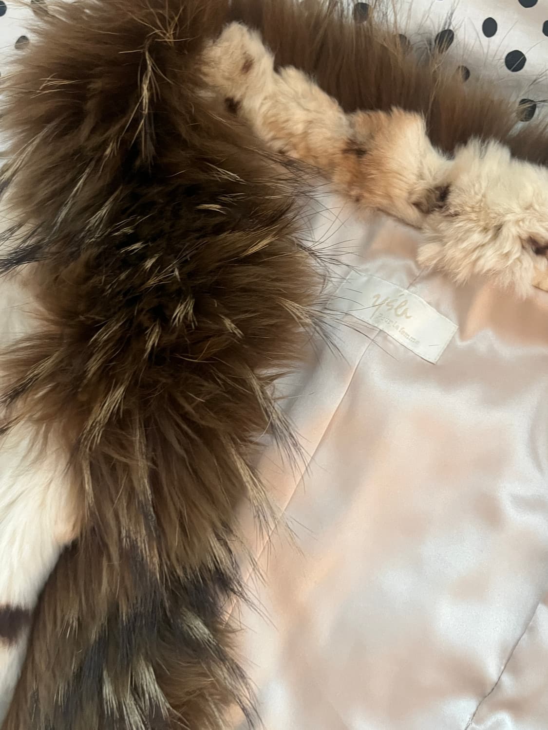 오네갸루 레오파드 라쿤 퍼 트리밍 코트 상품이미지3