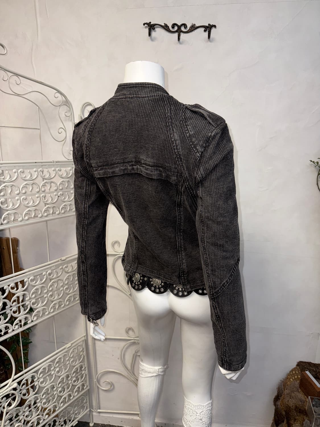 Washing charcoal zipper cotton rider jk 상품이미지3