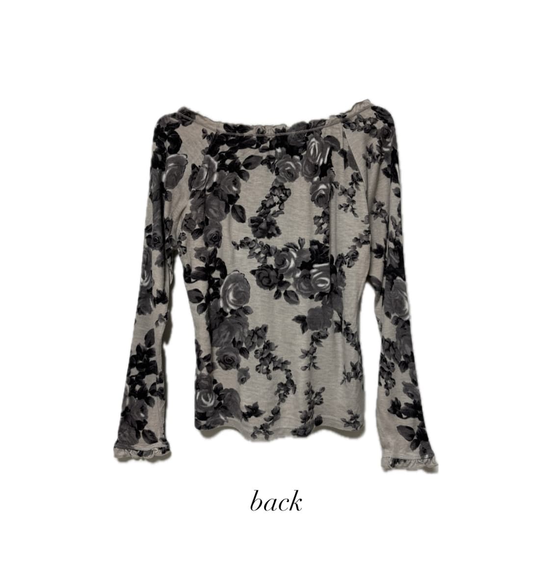 빈티지 플로럴 브이넥 프릴 디테일 긴팔티 상품이미지2