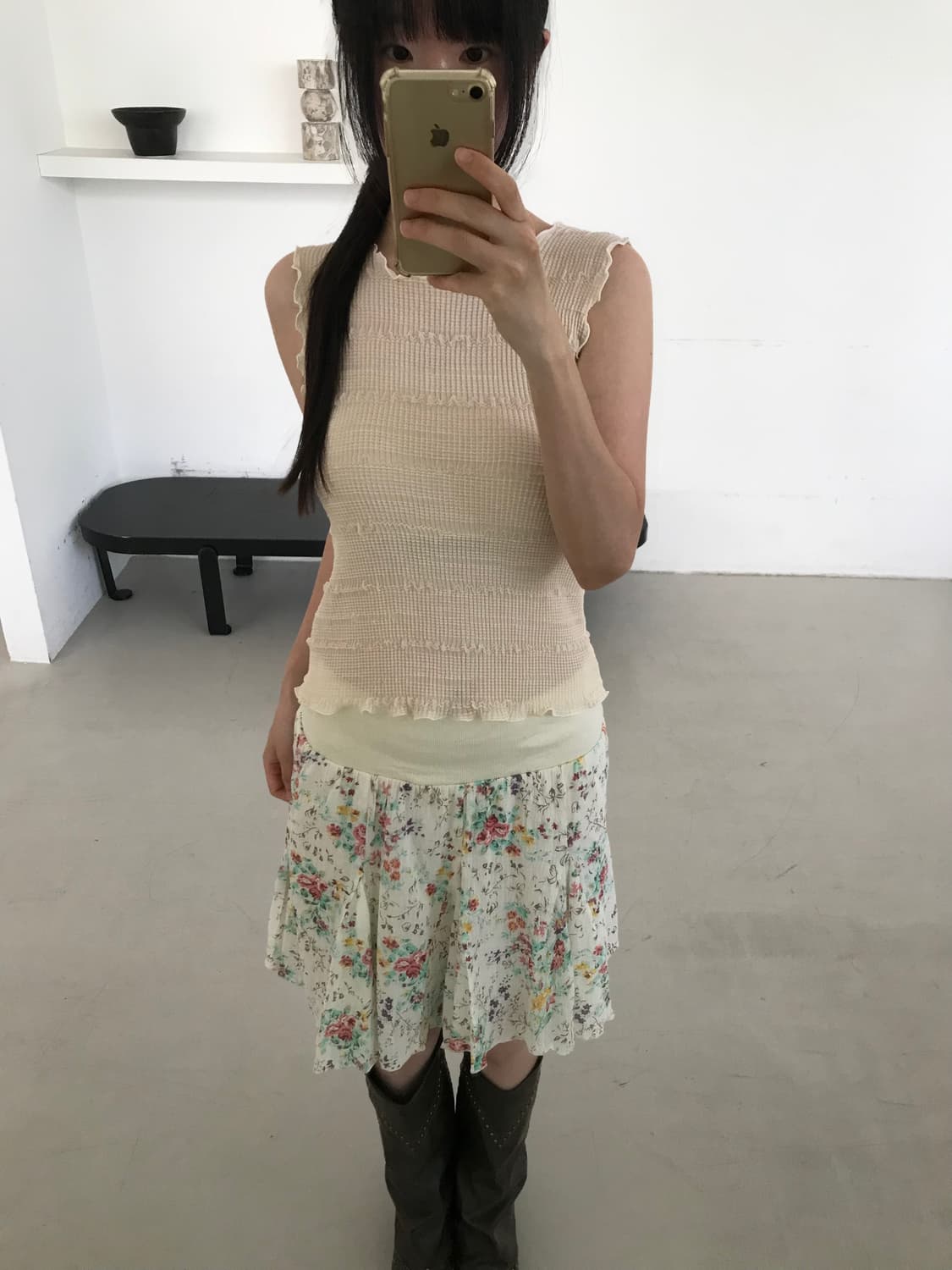vintage pleats sleeveless 상품이미지3