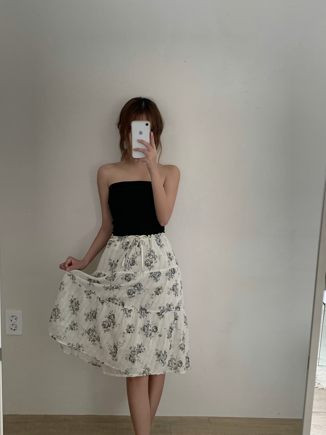 스나계 모리걸 플라워 패턴 빈티지 롱스커트 상품이미지2