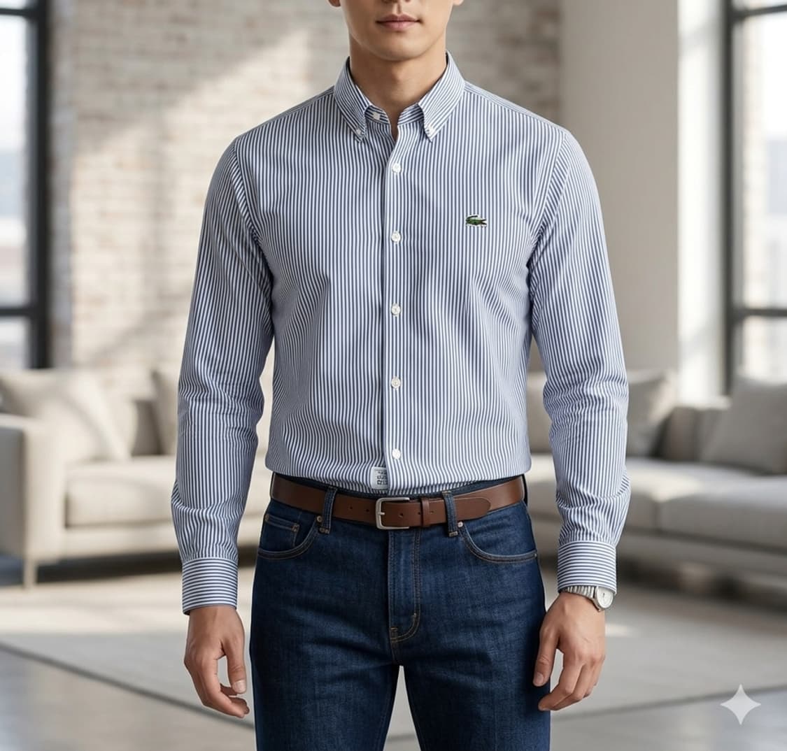 [95]라코스테 슬림핏 스트라이프 셔츠 상품이미지1