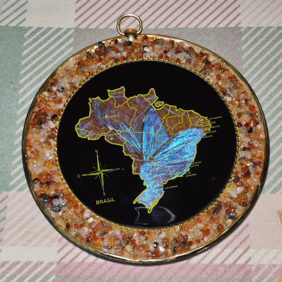 90s 브라질 모르포 나비 날개 천연석 장식 상품이미지8