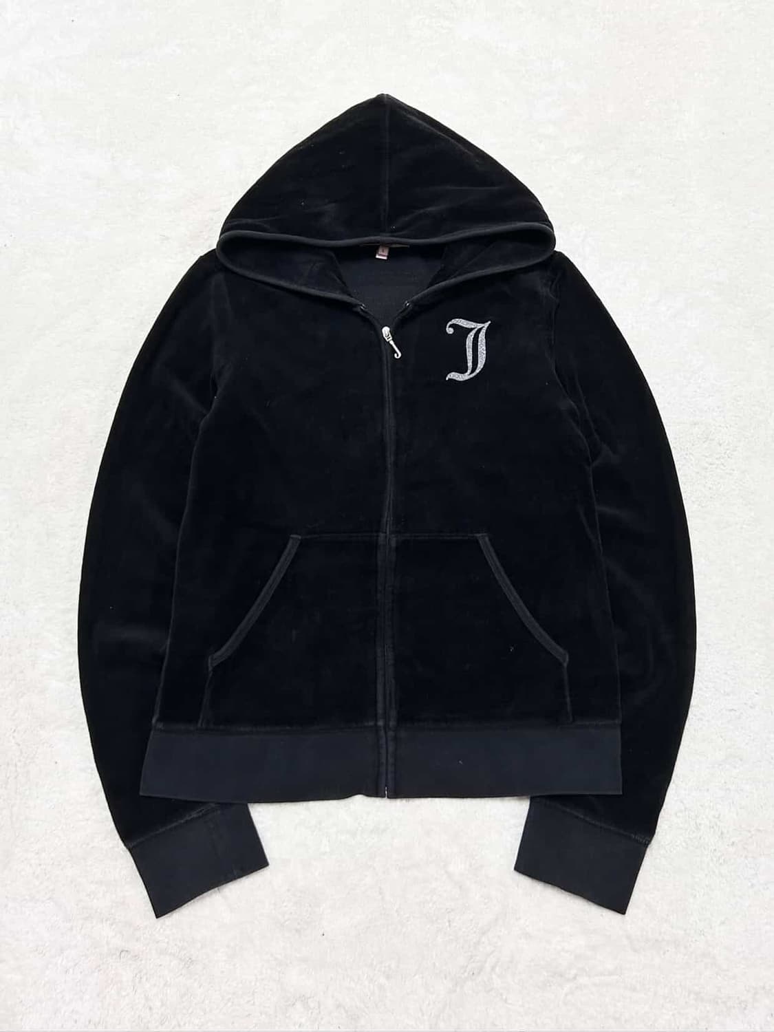 쥬시꾸뛰르 실버로고 벨벳 블랙 후드집업 상품이미지5