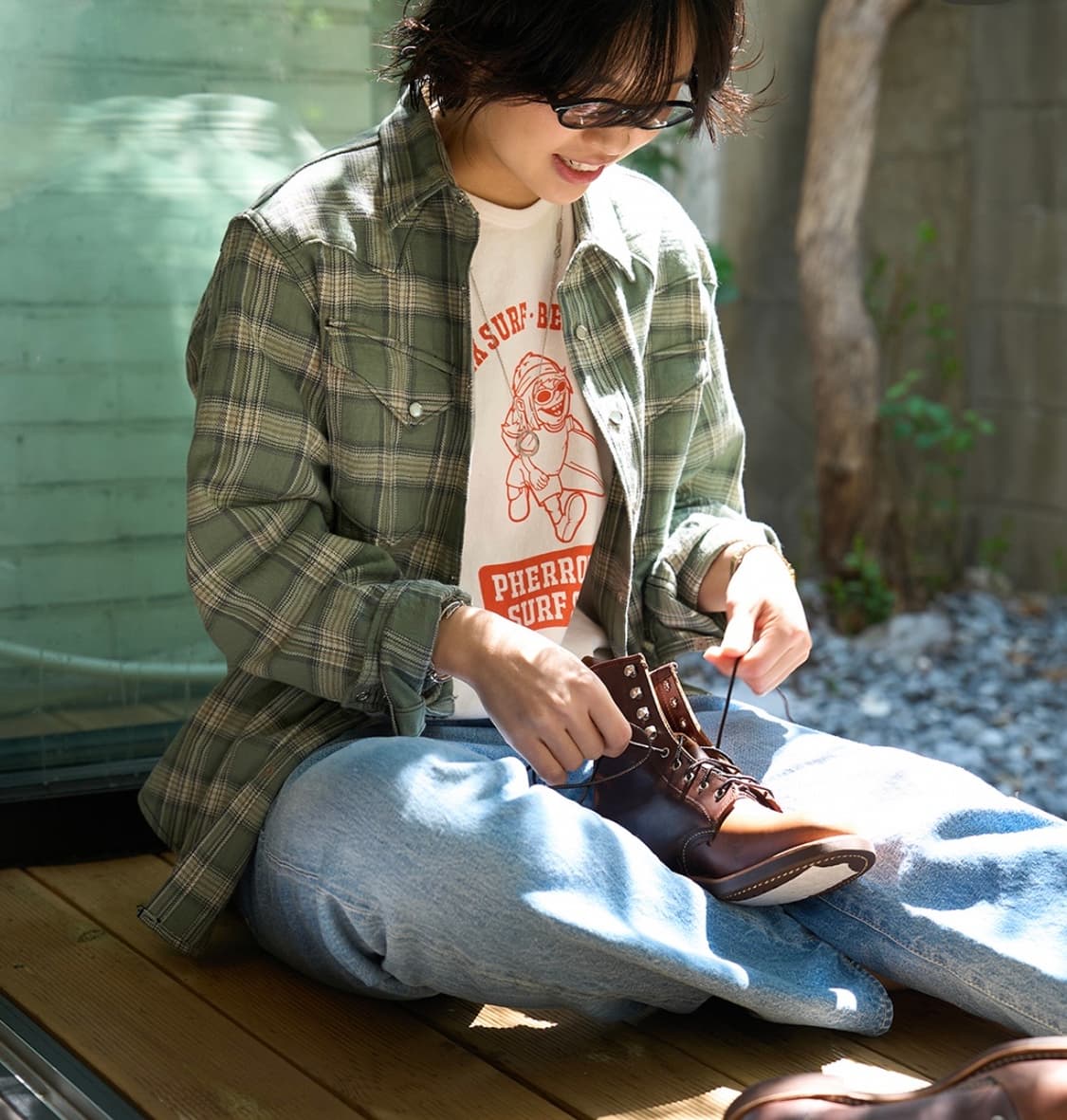 [슈가케인] 2026 SS 헤링본 체크 웨스턴셔츠 상품이미지1