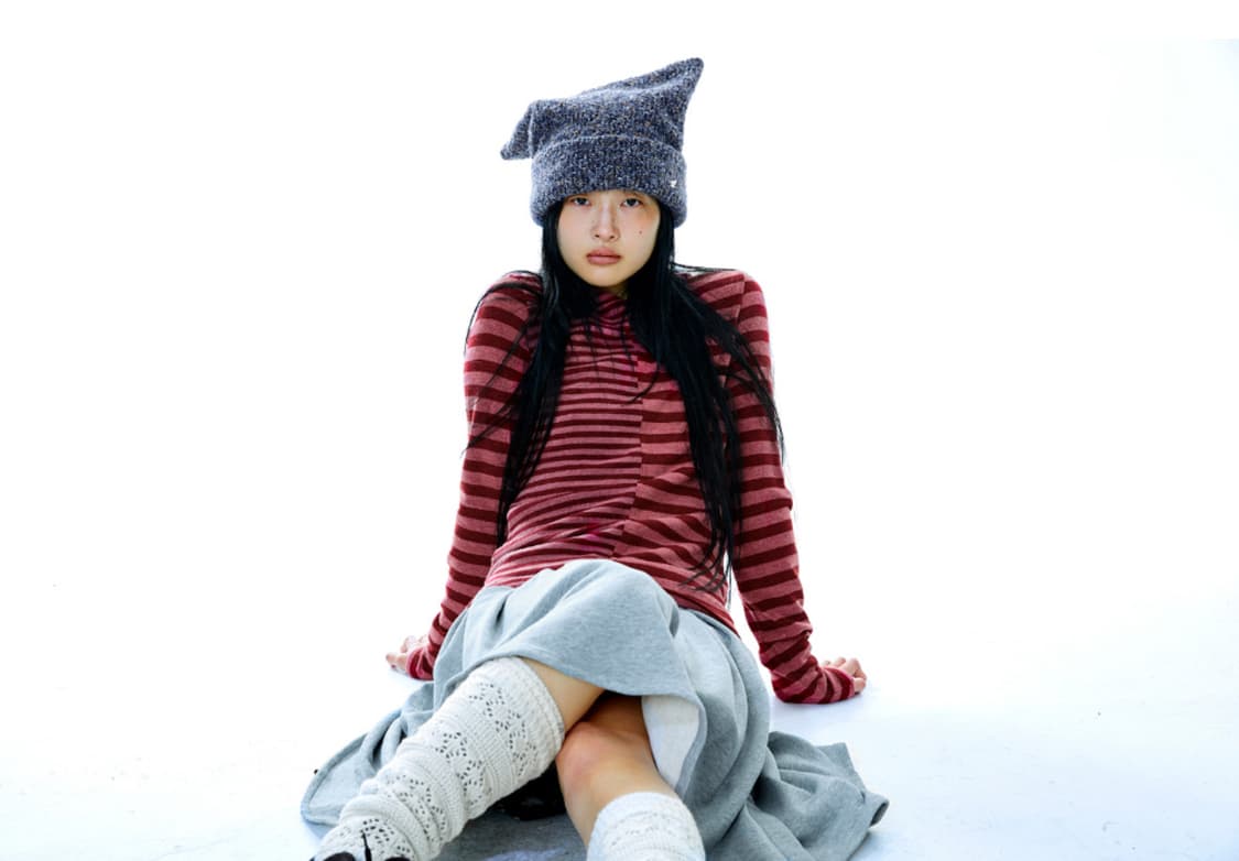 코이세이오 고양이 비니 그레이 판매해요 와이드 캣 비니 상품이미지4