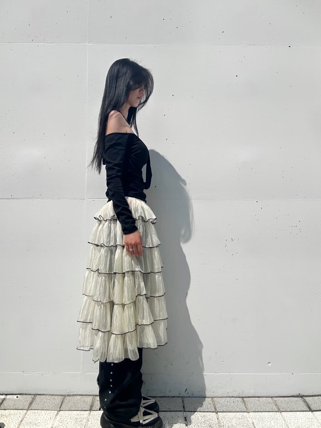 Entwin shoulder knit / black 상품이미지2