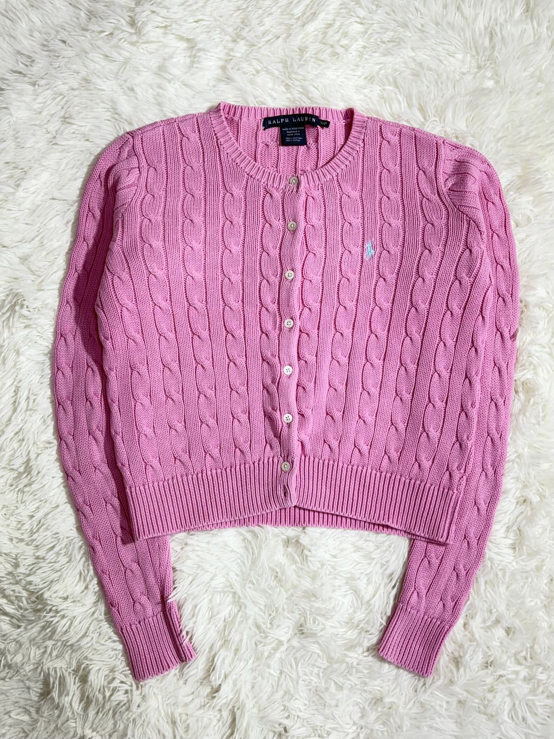 폴로 랄프로렌 핑크 포니 꽈배기 가디건  상품이미지3